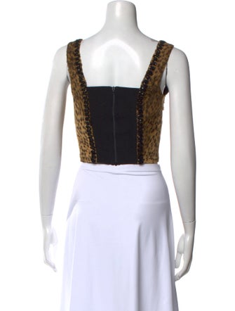 Blumarine Printed Square Neckline Crop Top