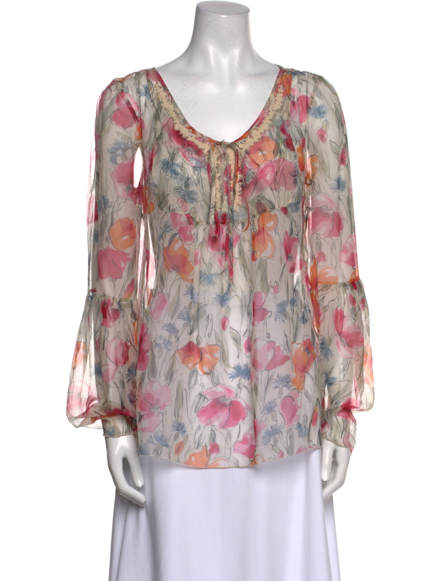 Blumarine Silk Floral Print Blouse