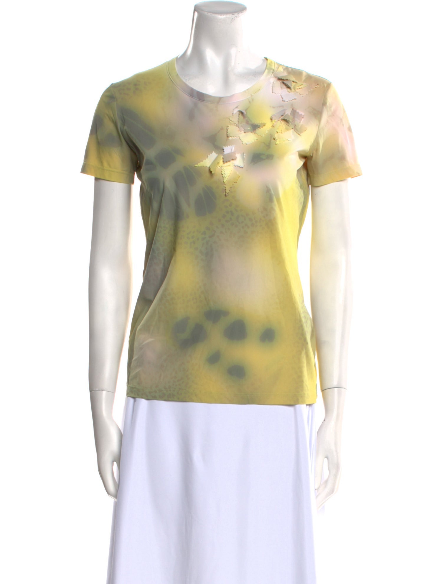 Blumarine Tie-Dye Print Crew Neck T-Shirt