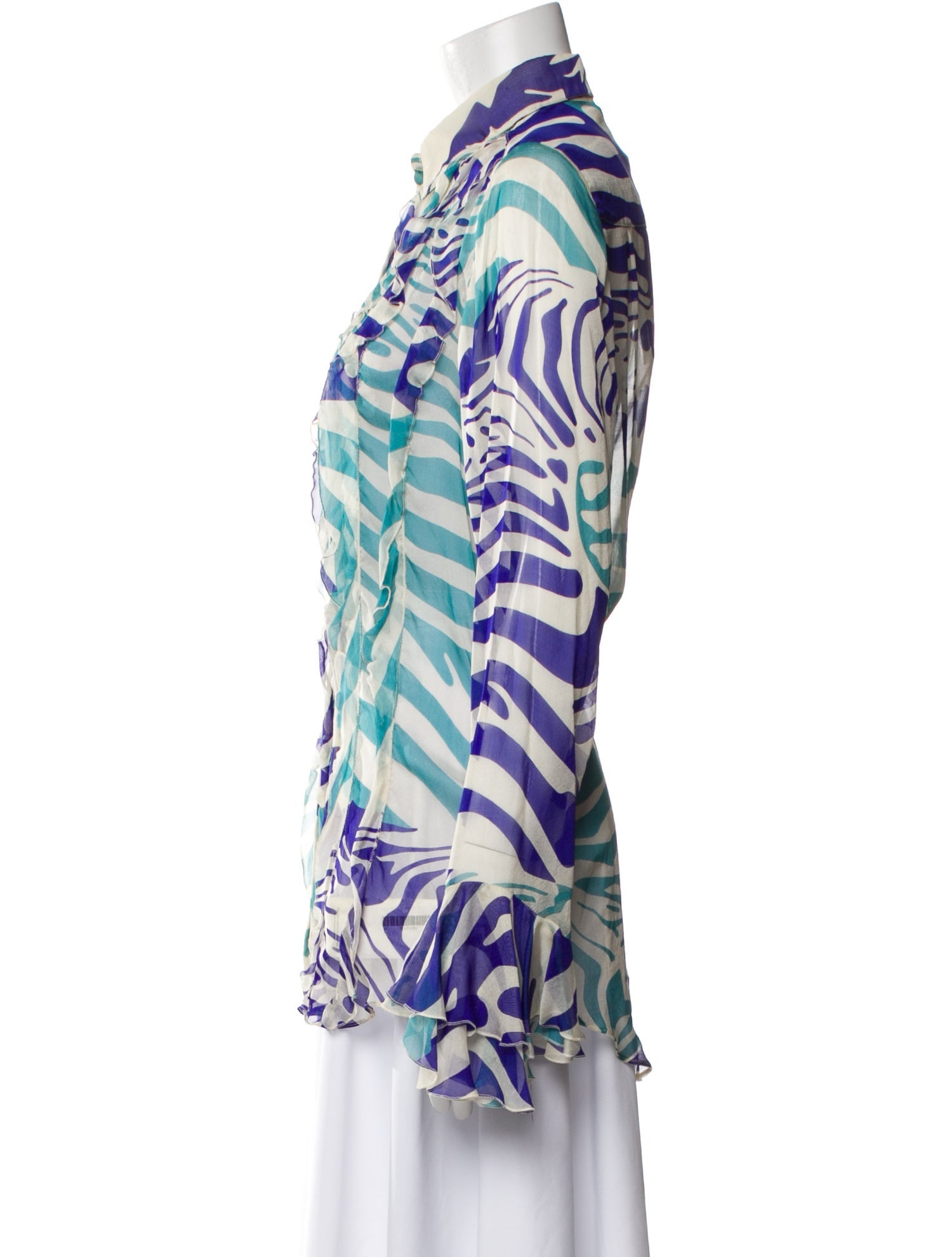 Blumarine Silk Printed Button-Up Top