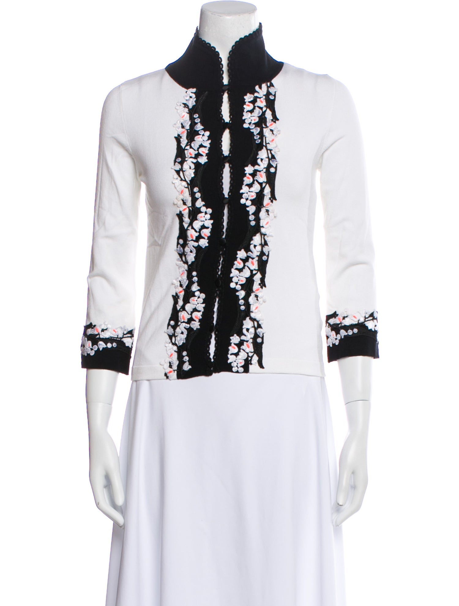Blumarine Wool Graphic Print Button-Up Top
