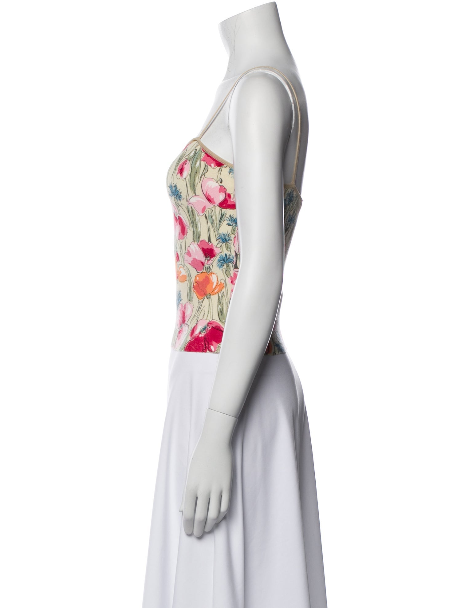 Blumarine Floral Print Square Neckline Crop Top