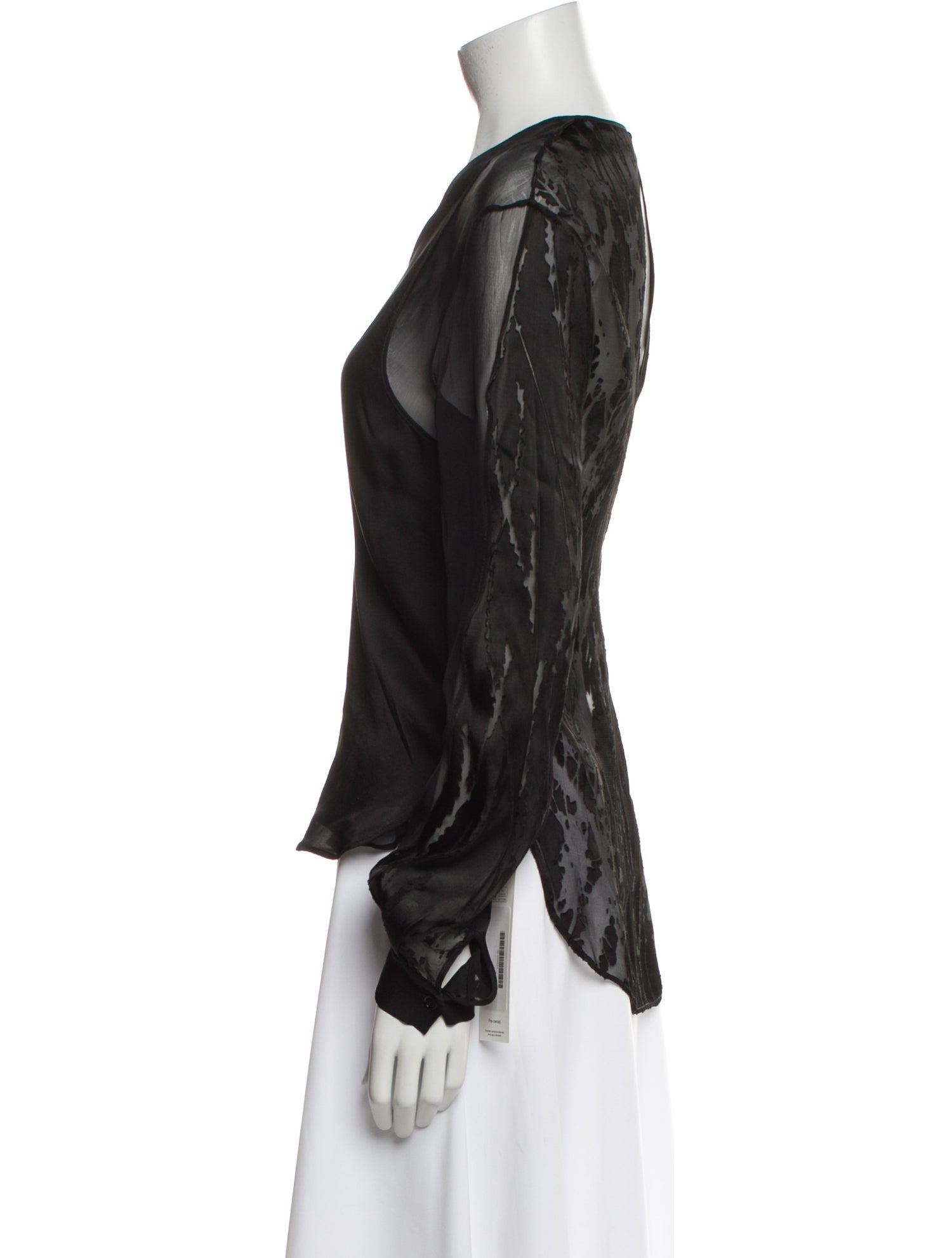 Blumarine Scoop Neck Long Sleeve Blouse