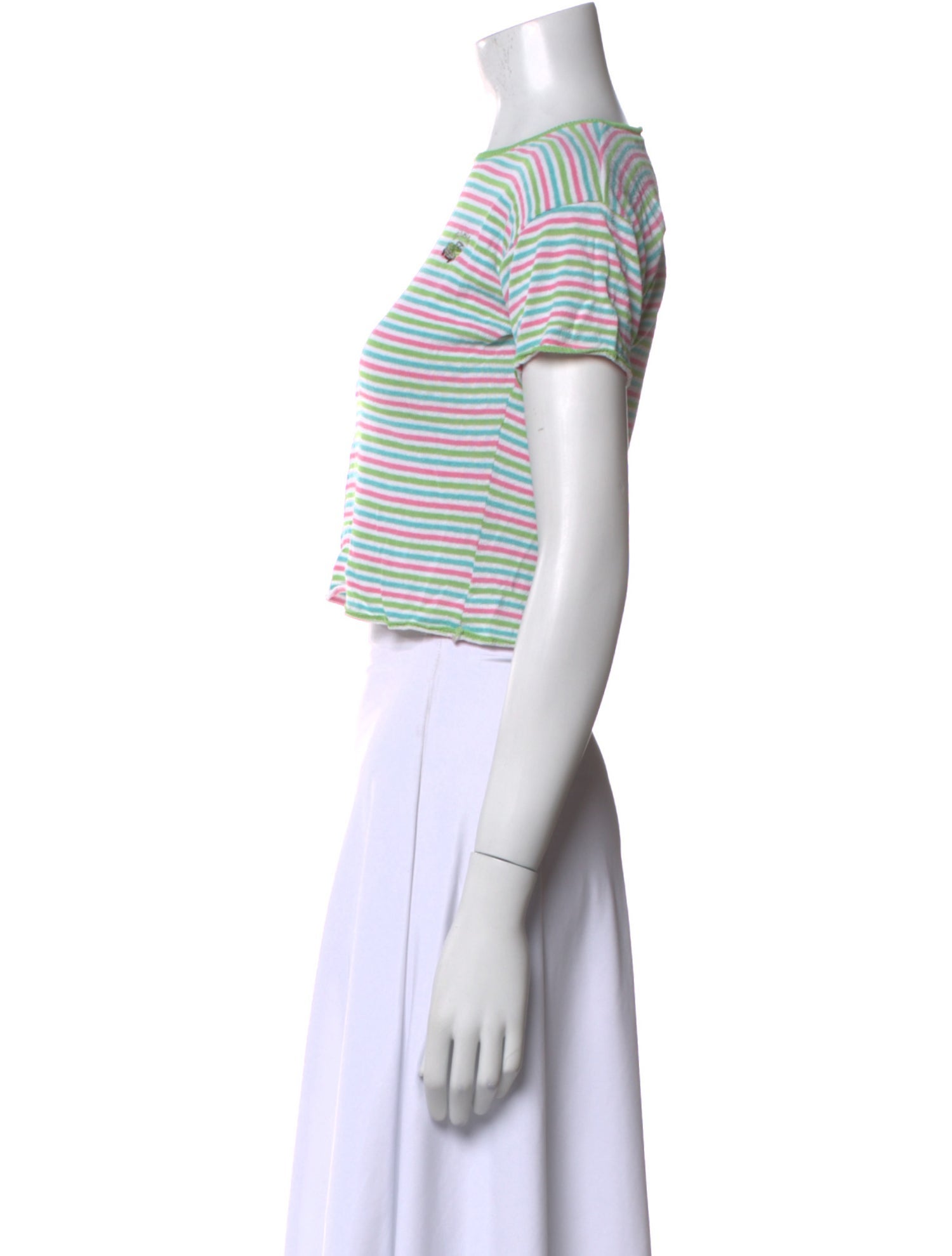 Blumarine Striped Bateau Neckline Crop Top