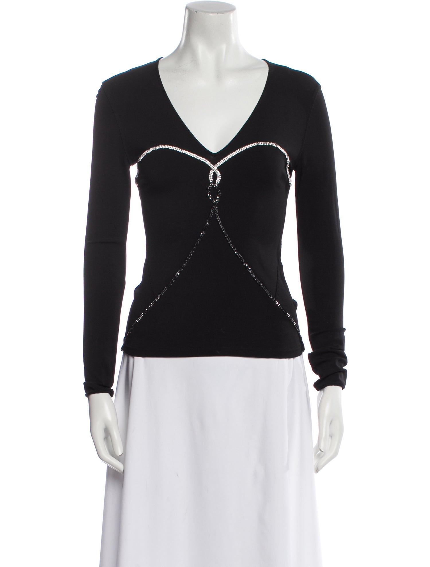 Blumarine V-Neck Long Sleeve Top