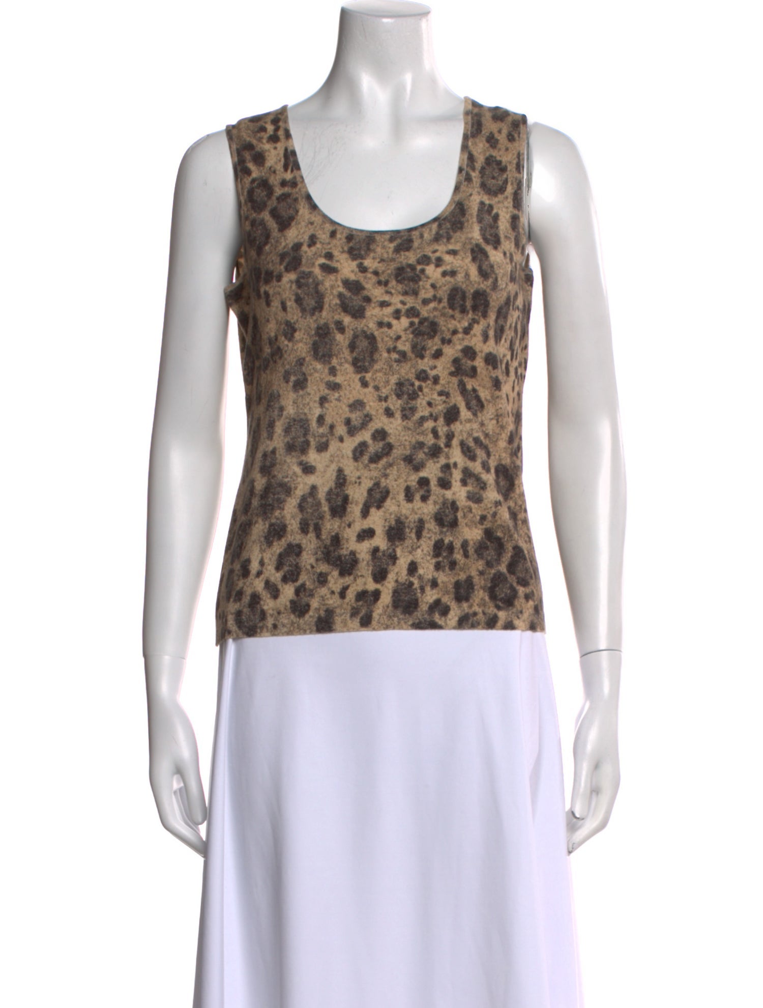 Blumarine Animal Print Scoop Neck Top
