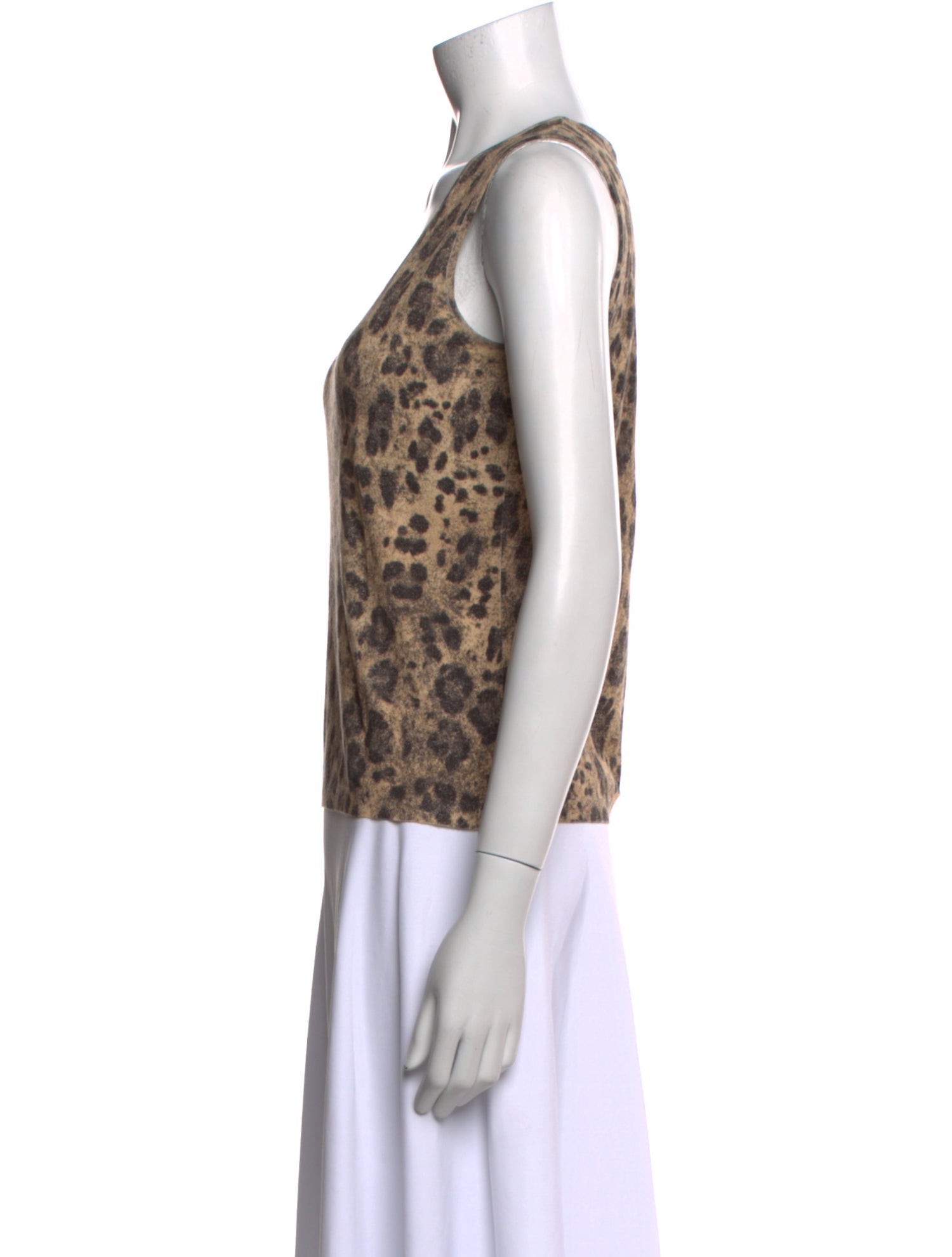 Blumarine Animal Print Scoop Neck Top