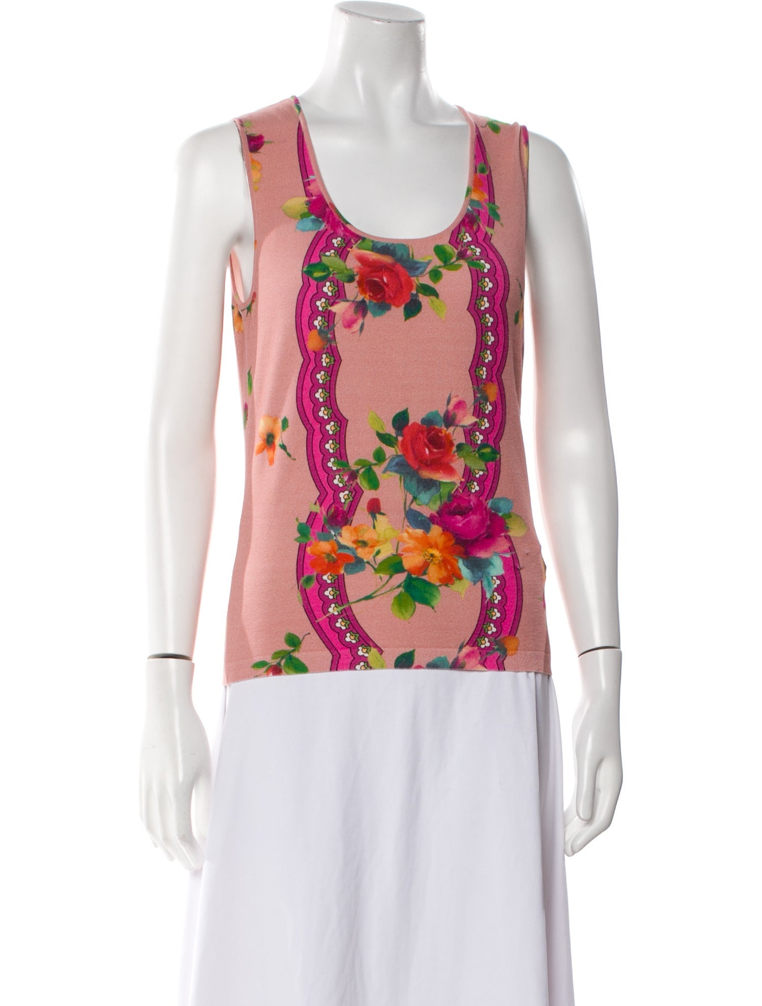 Blumarine Floral Print Scoop Neck Top
