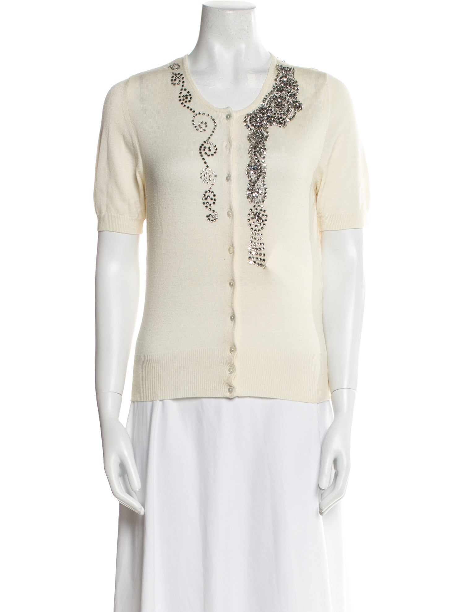 Blumarine V-Neck Short Sleeve Top