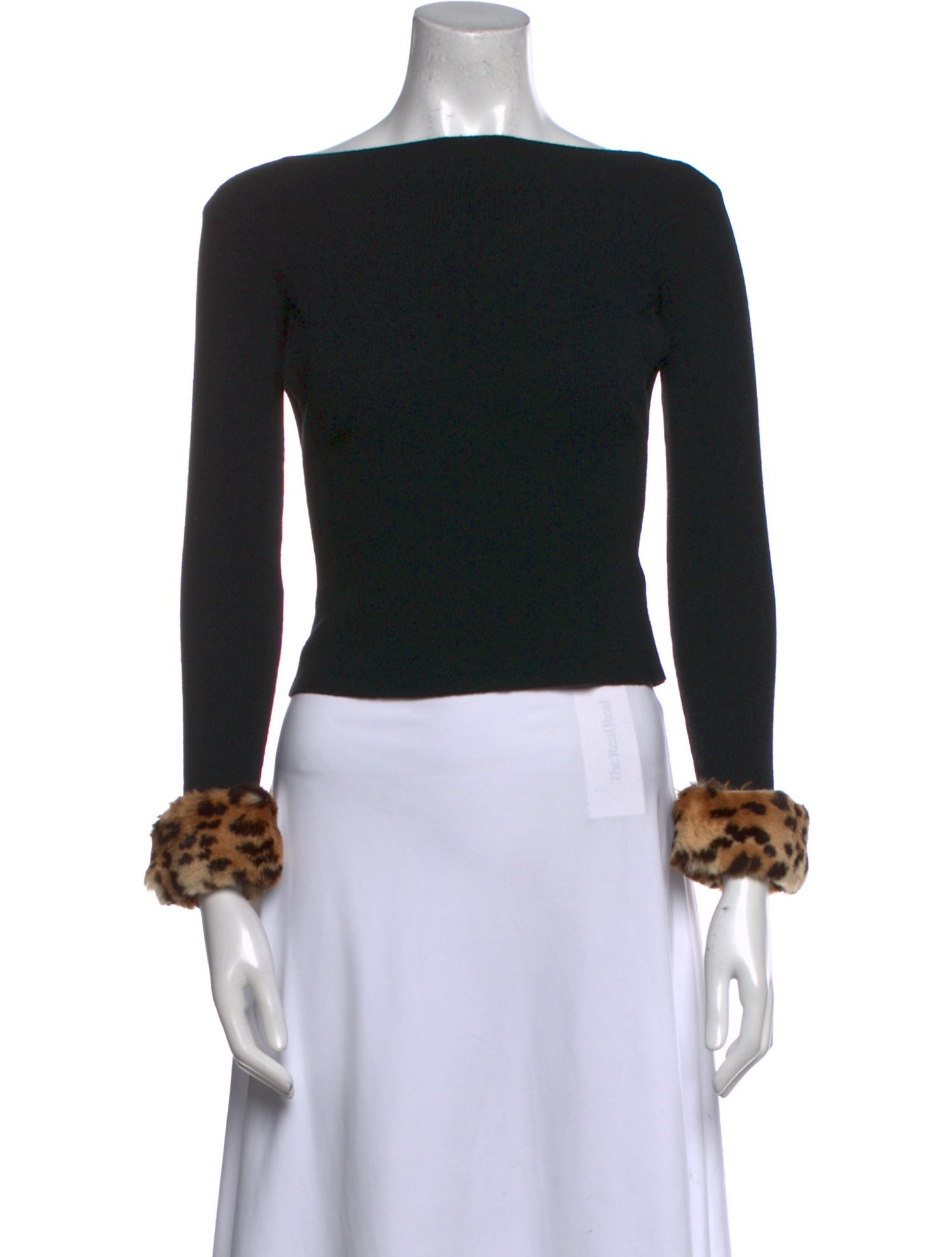 Blumarine Bateau Neckline Long Sleeve Crop Top