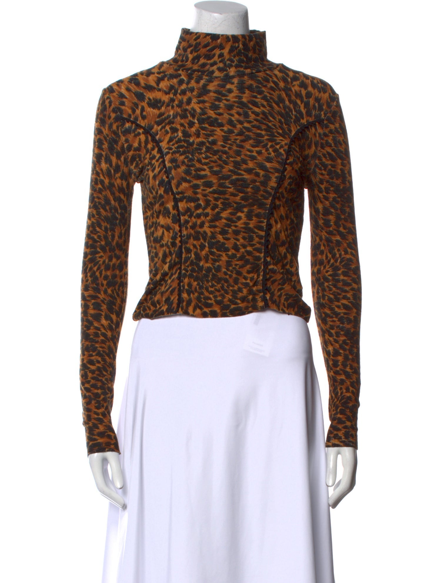 Blumarine Animal Print Turtleneck Crop Top