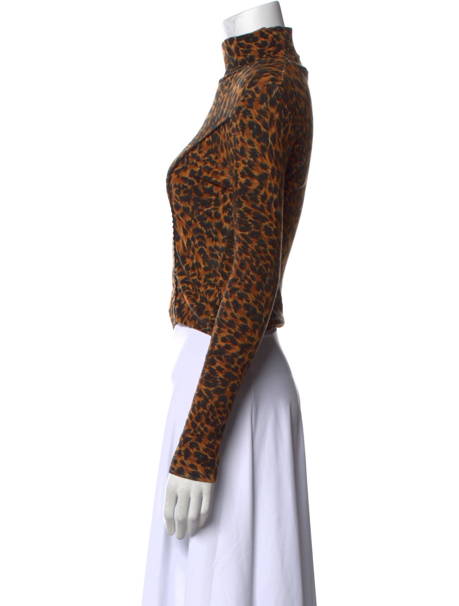 Blumarine Animal Print Turtleneck Crop Top