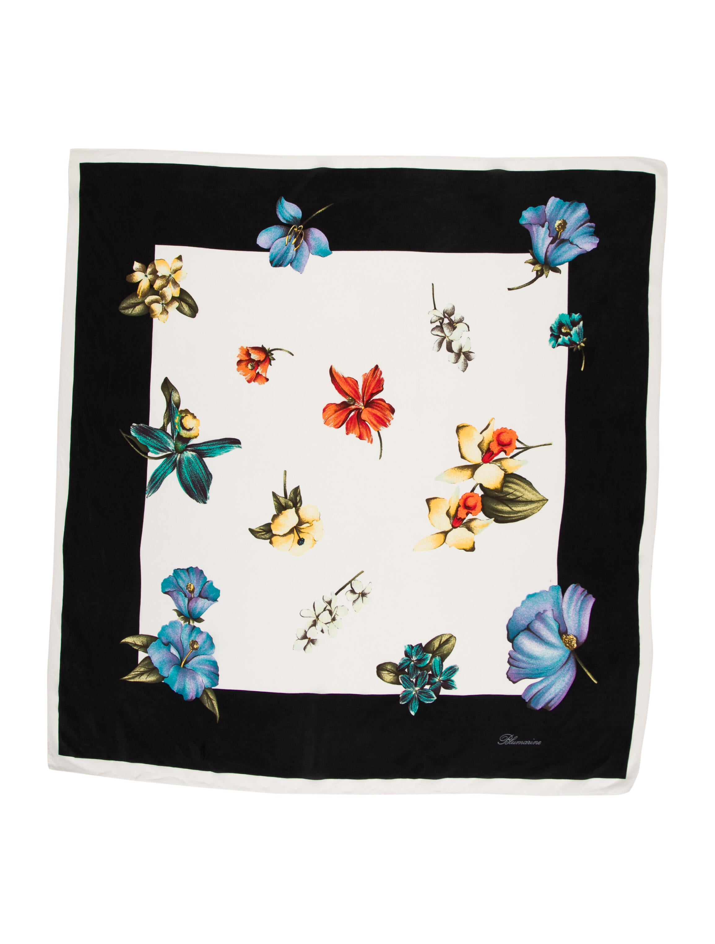 Blumarine Silk Floral Print Scarf