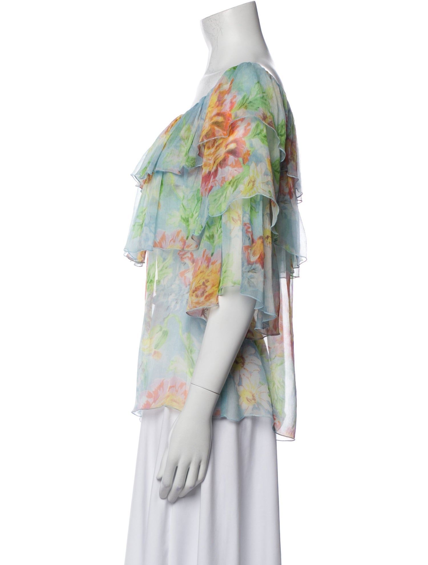 Blumarine Floral Print Bateau Neckline Blouse