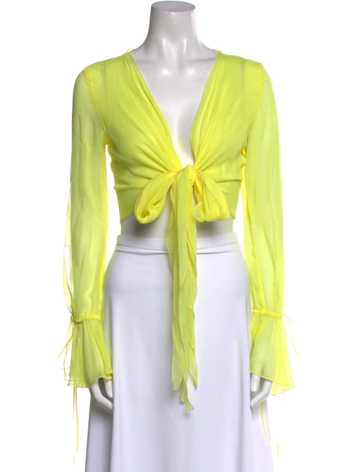 Blumarine Silk V-Neck Crop Top w/ Tags