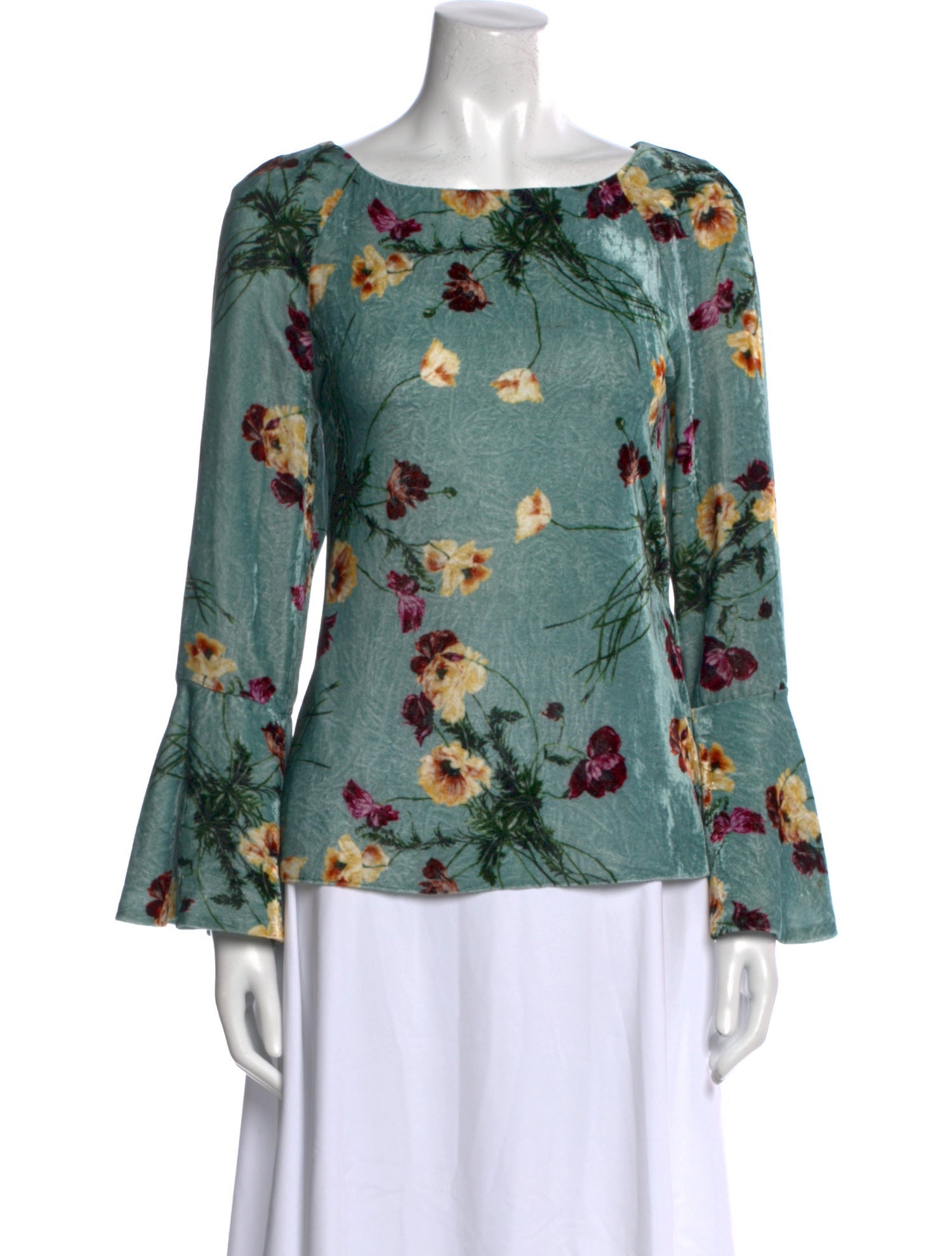 Blumarine Velvet Floral Print Blouse