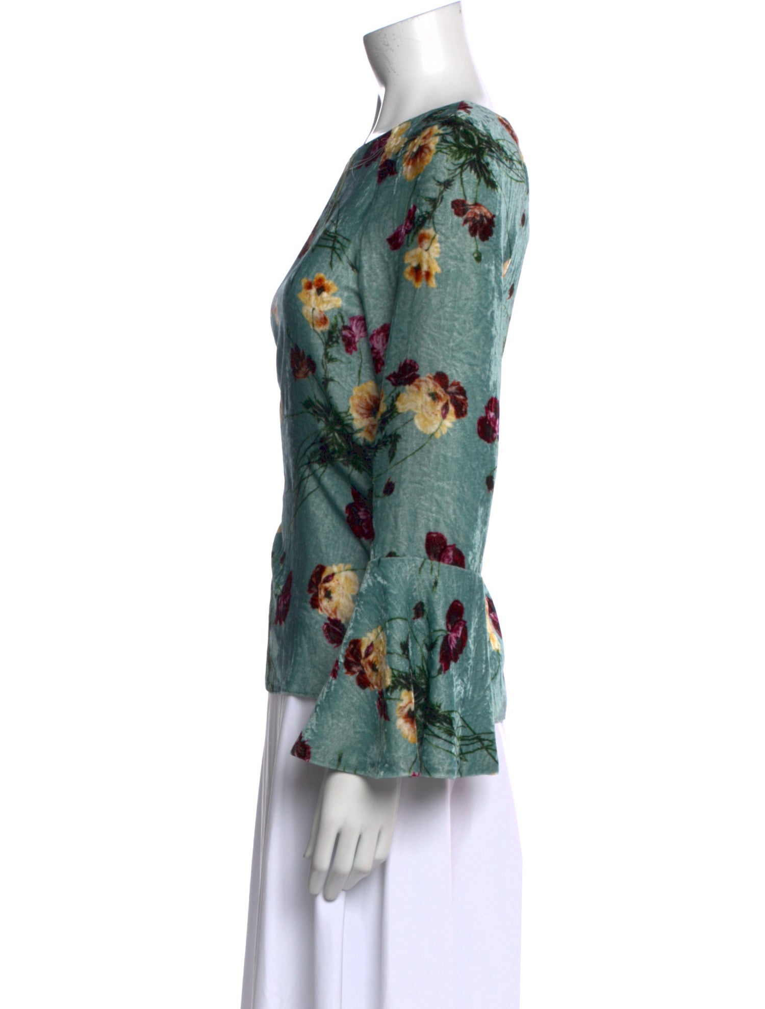 Blumarine Velvet Floral Print Blouse