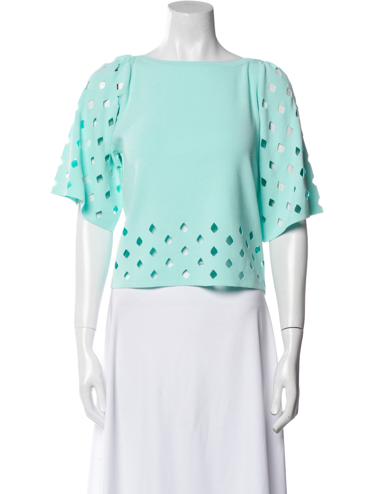 Blumarine Polka Dot Print Bateau Neckline Crop Top w/ Tags