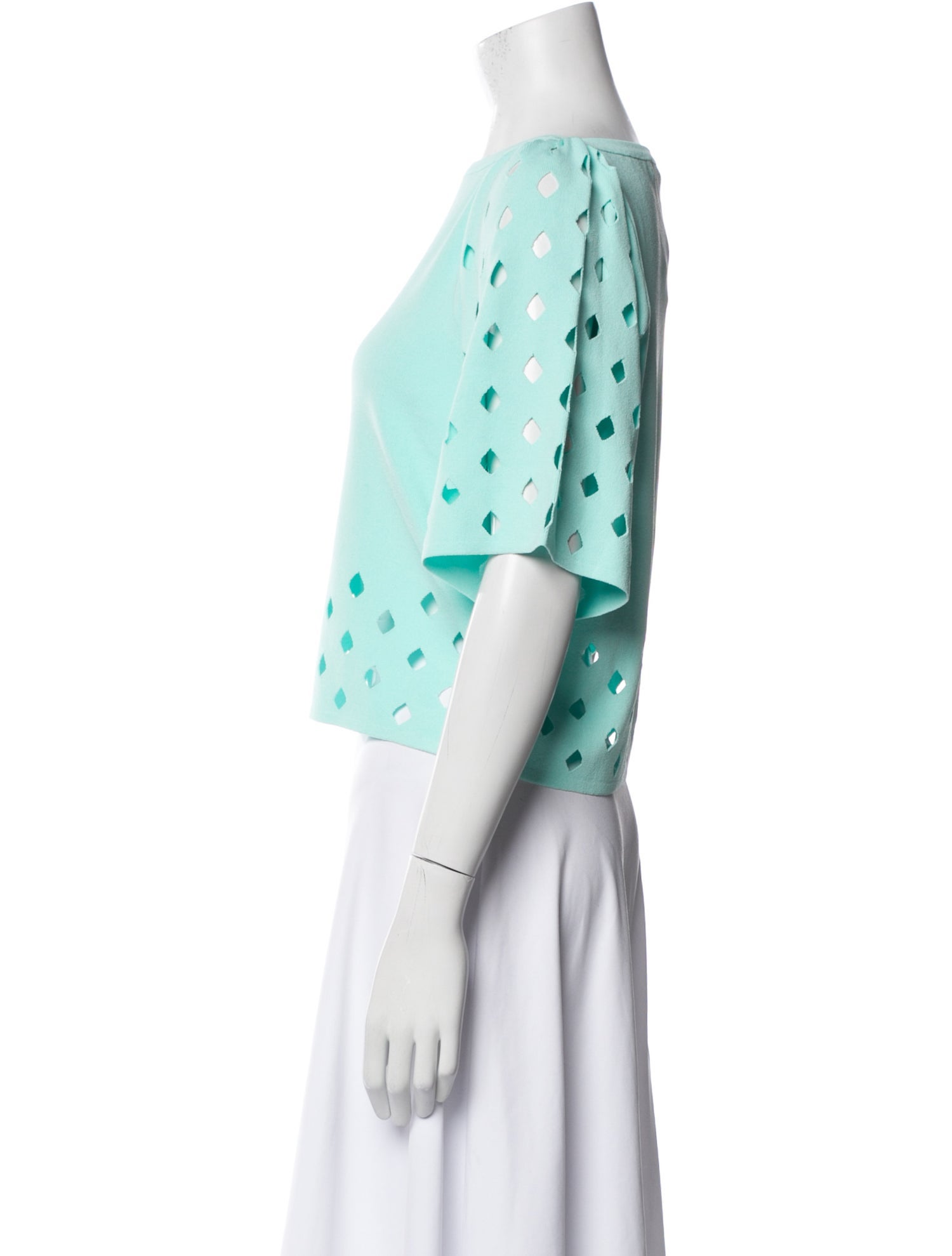 Blumarine Polka Dot Print Bateau Neckline Crop Top w/ Tags