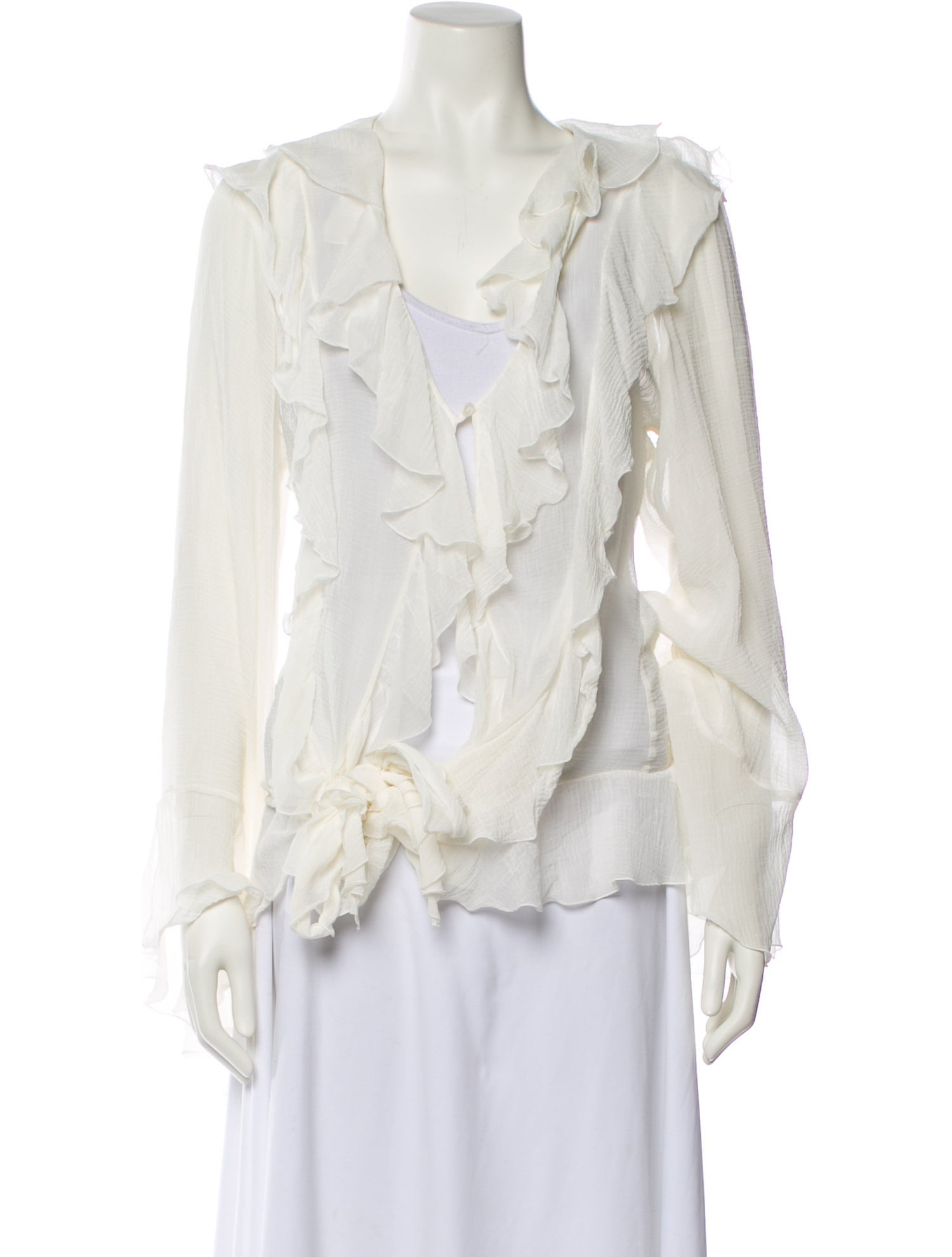 Blumarine V-Neck Long Sleeve Blouse