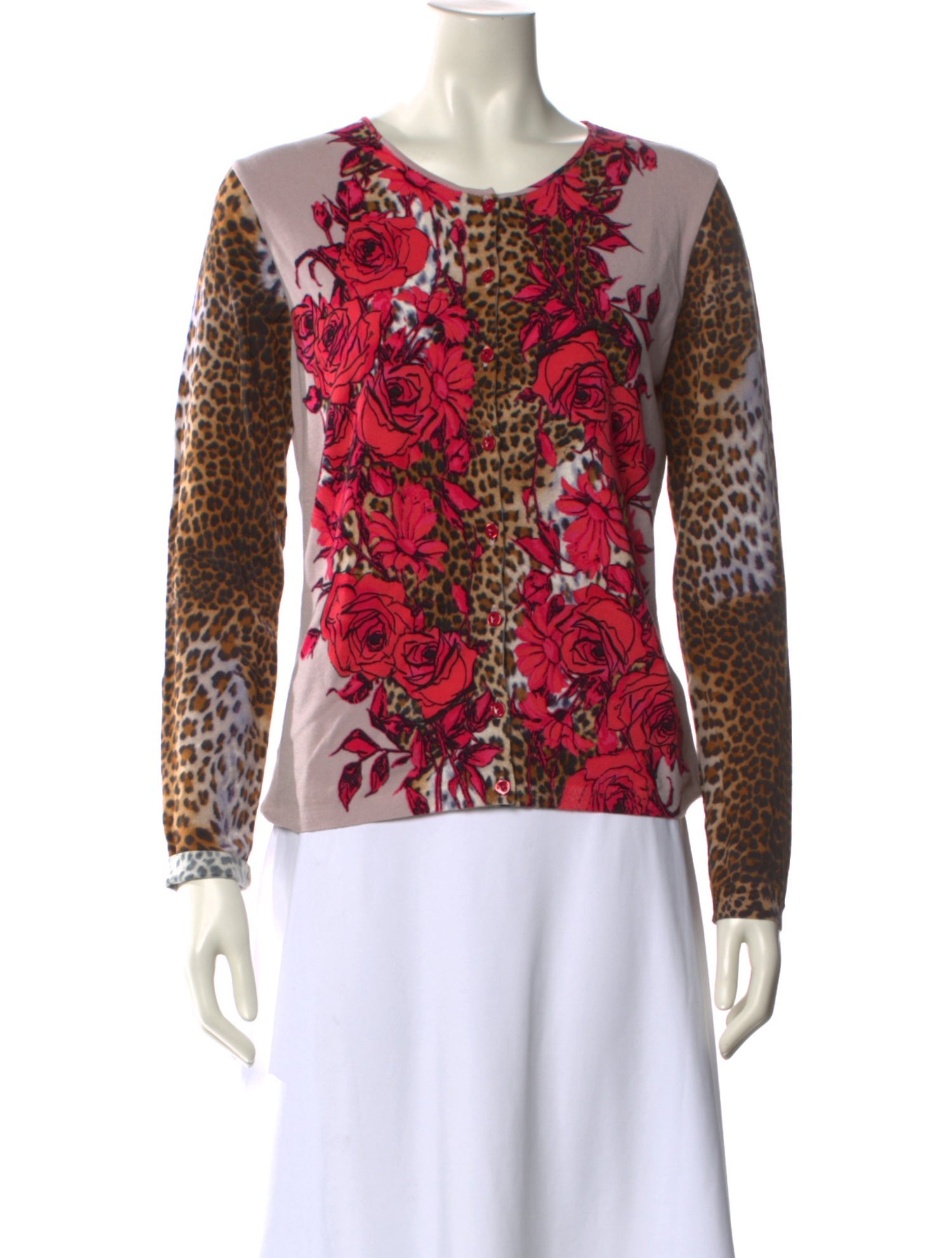 Blumarine Floral Print Scoop Neck Sweater