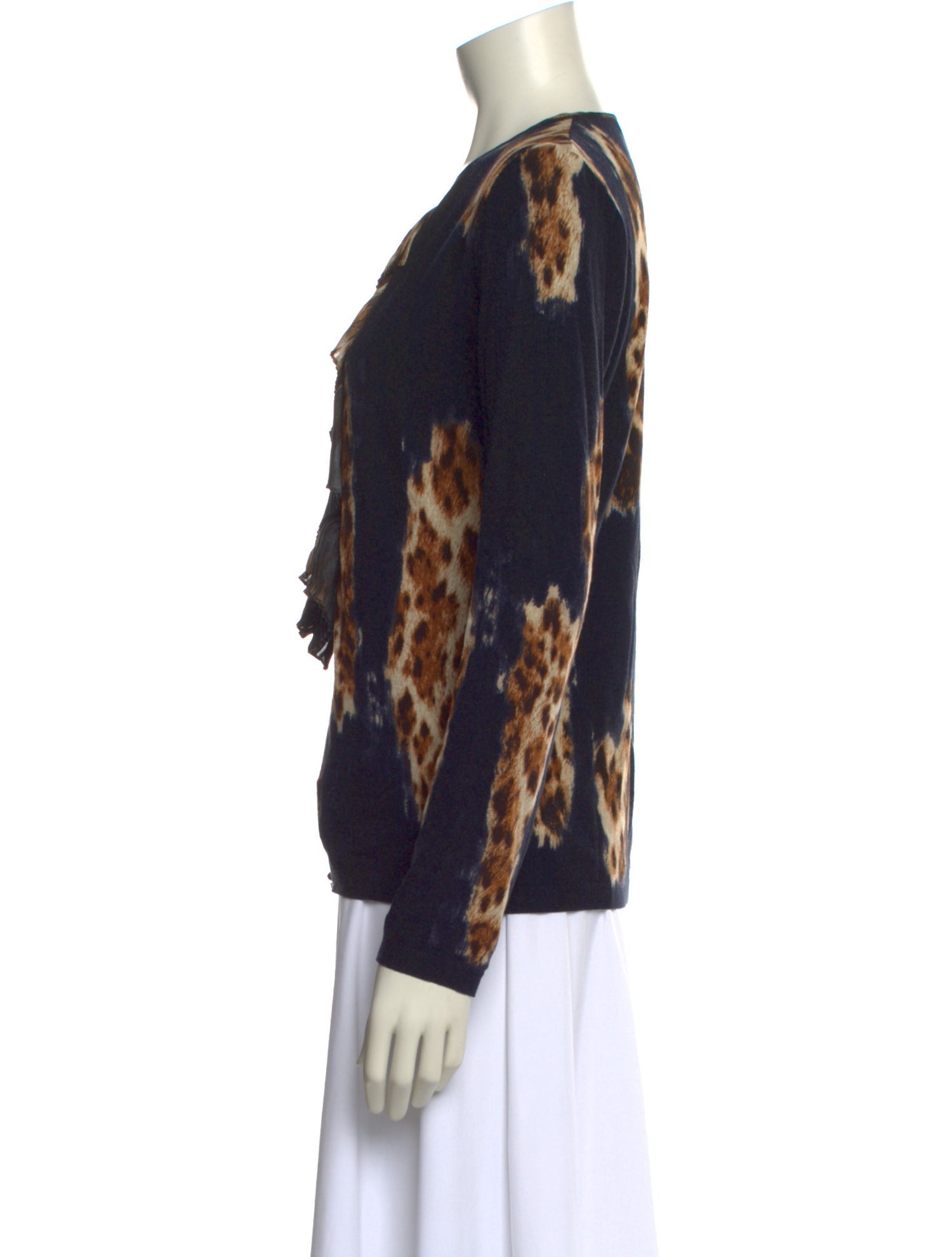 Blumarine Animal Print Scoop Neck Sweater