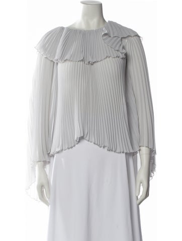 Pre-owned Blumarine Bateau Neckline Three-quarter Sleeve Blouse W/ Tags In White