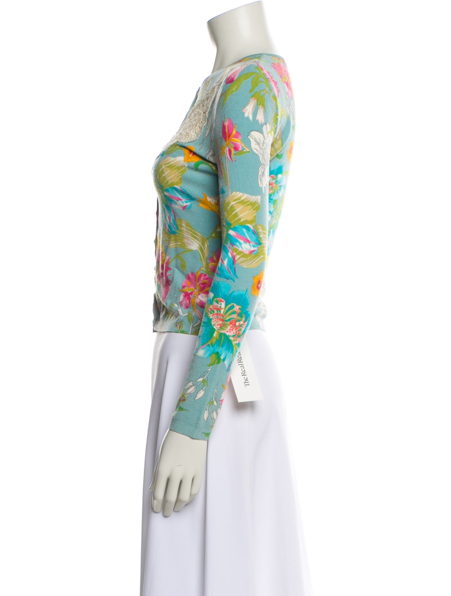 Blumarine Floral Print Crew Neck Sweater