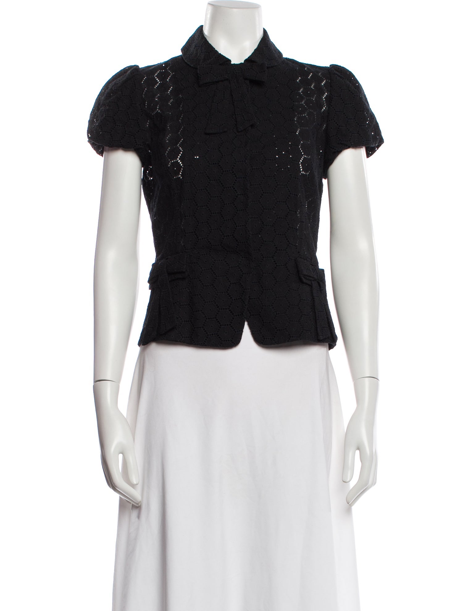 Blumarine Lace Pattern Short Sleeve Blouse