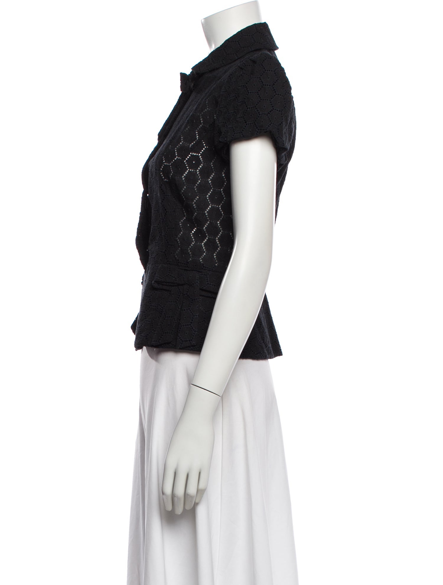 Blumarine Lace Pattern Short Sleeve Blouse