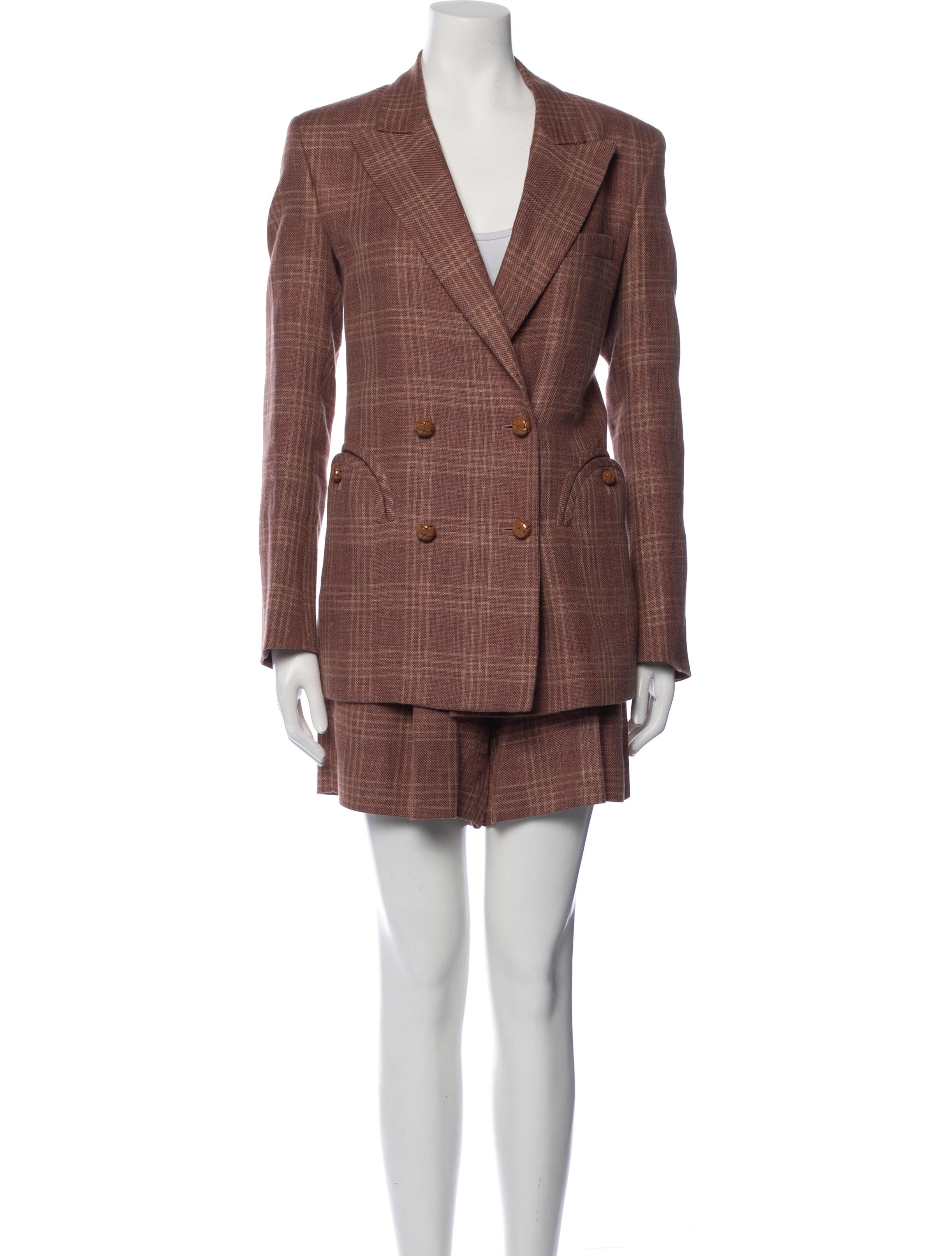 Blazé Milano Linen Plaid Print Short Set