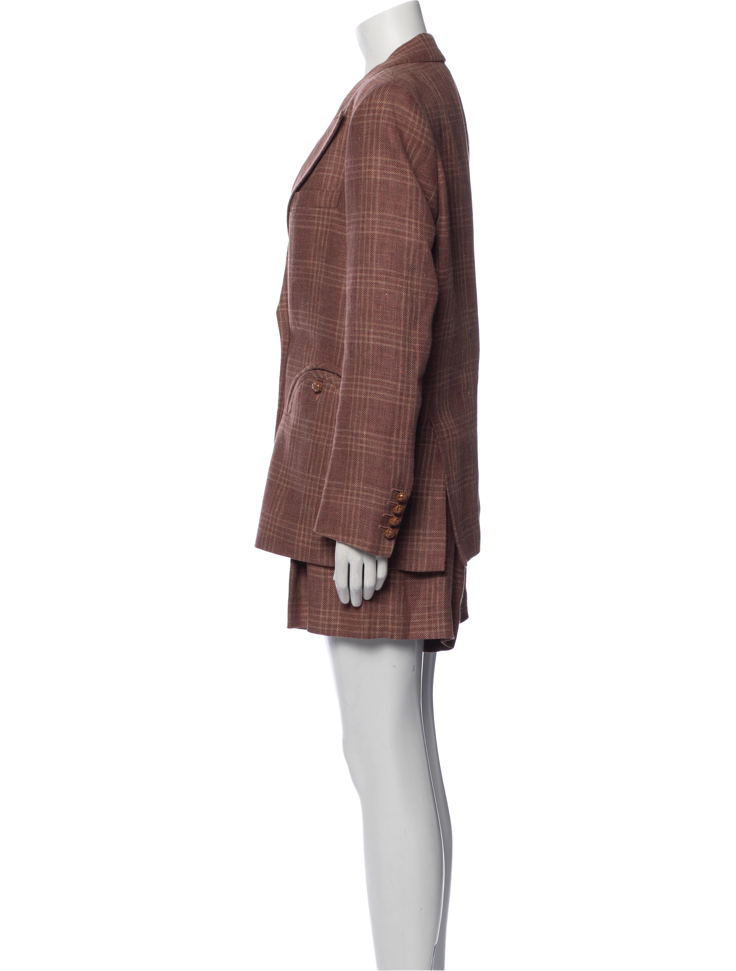 Blazé Milano Linen Plaid Print Short Set