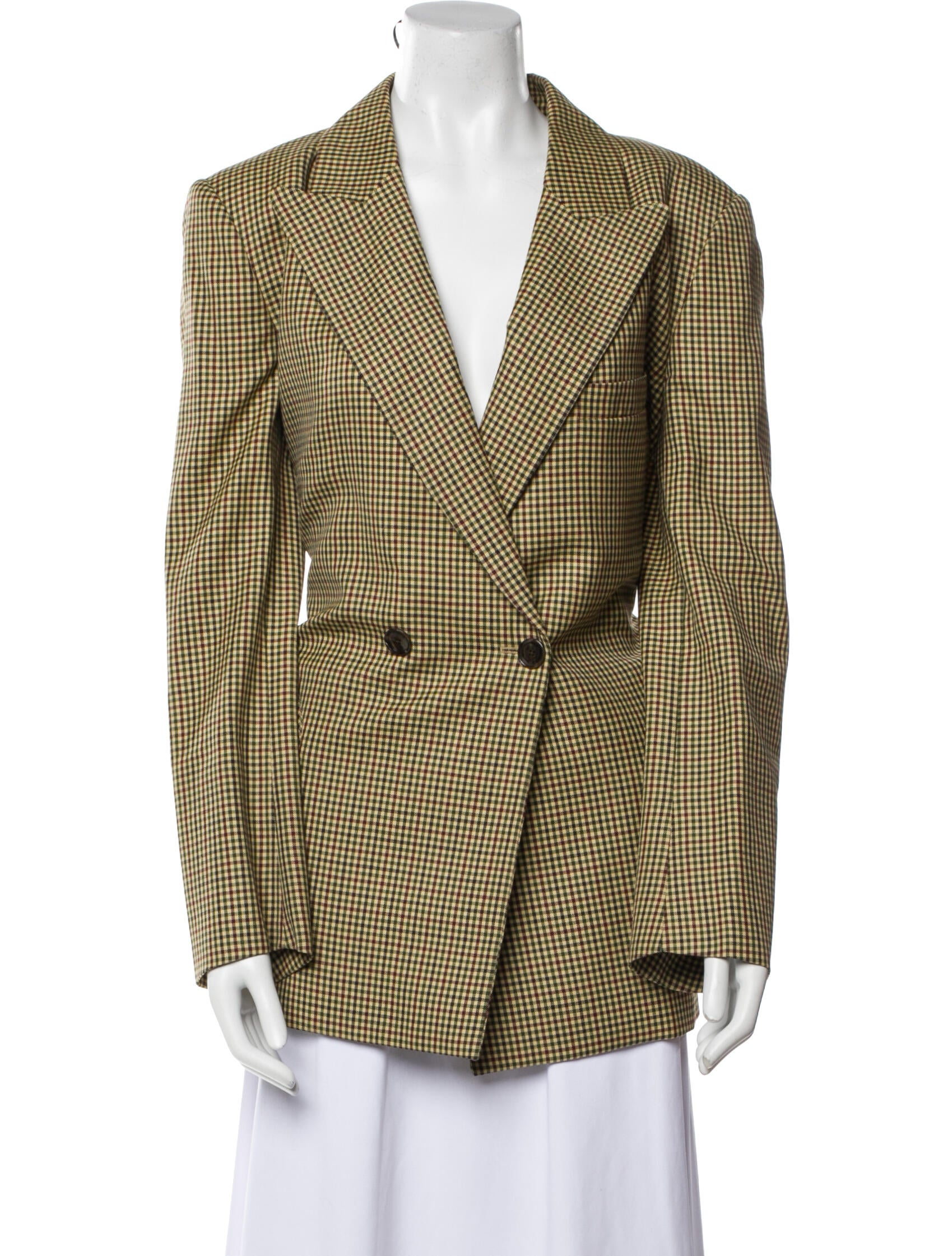 Blazé Milano Virgin Wool Plaid Print Blazer