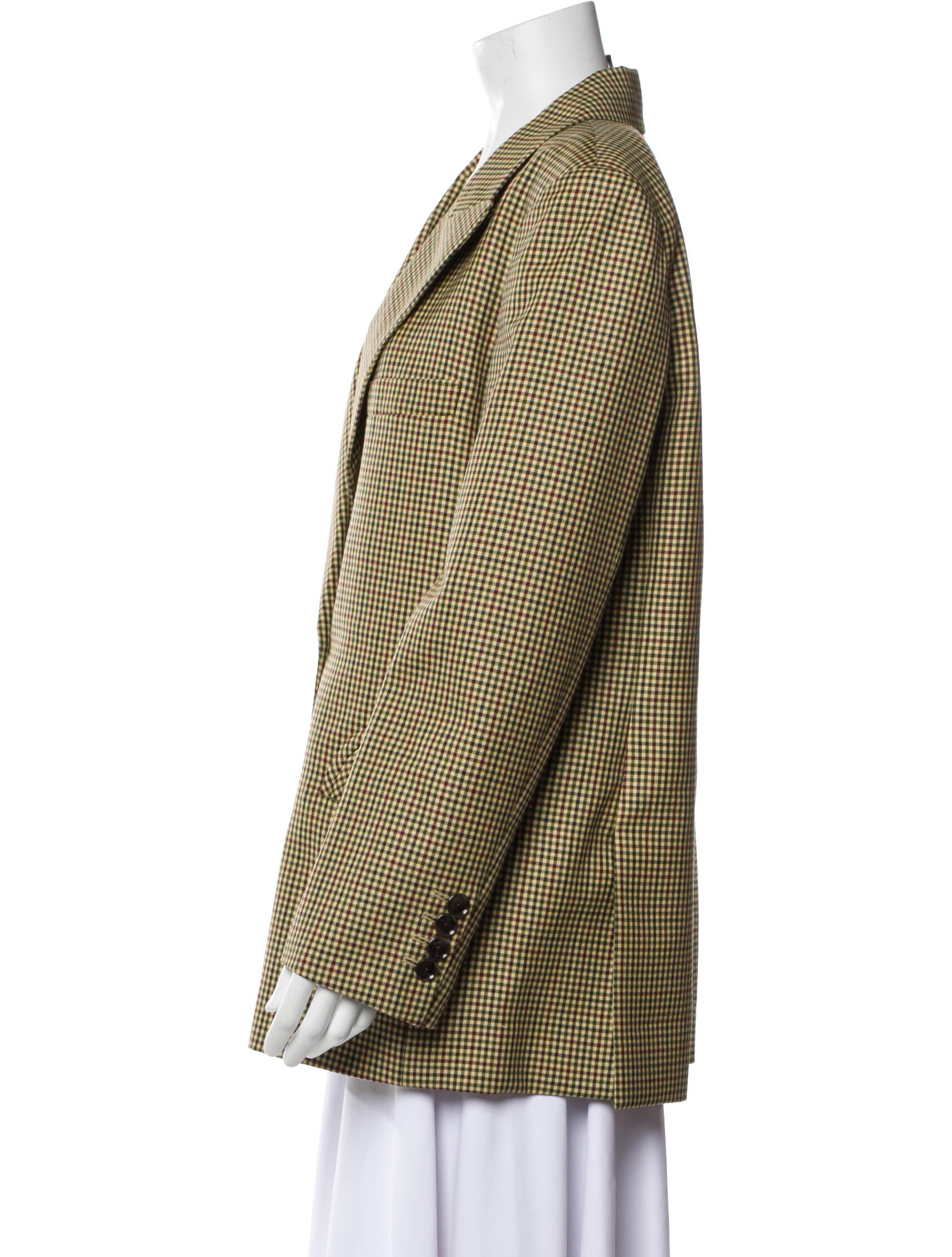 Blazé Milano Virgin Wool Plaid Print Blazer