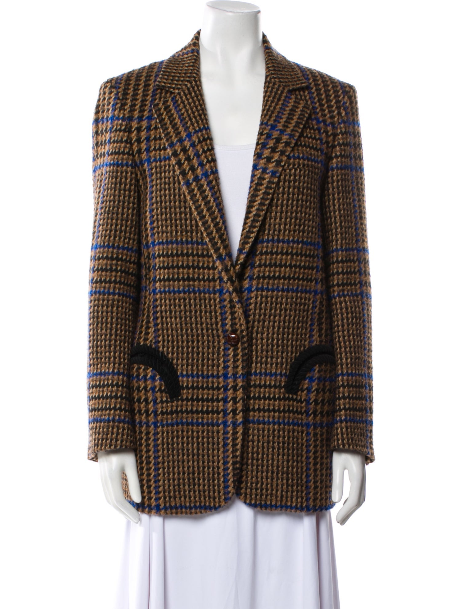 Blazé Milano Wool Plaid Print Blazer