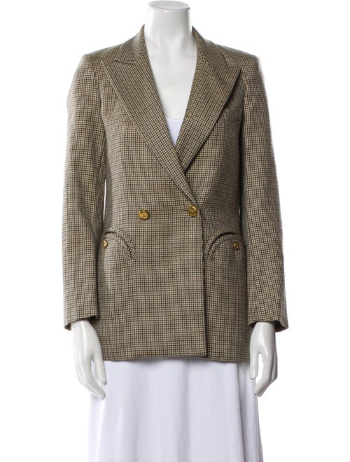 Blazé Milano Virgin Wool Plaid Print Blazer