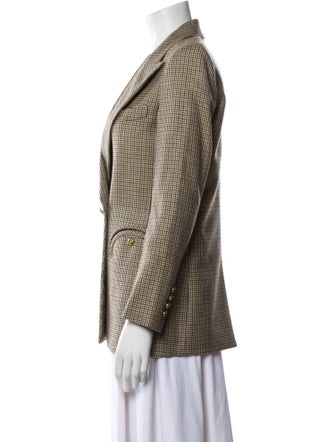 Blazé Milano Virgin Wool Plaid Print Blazer