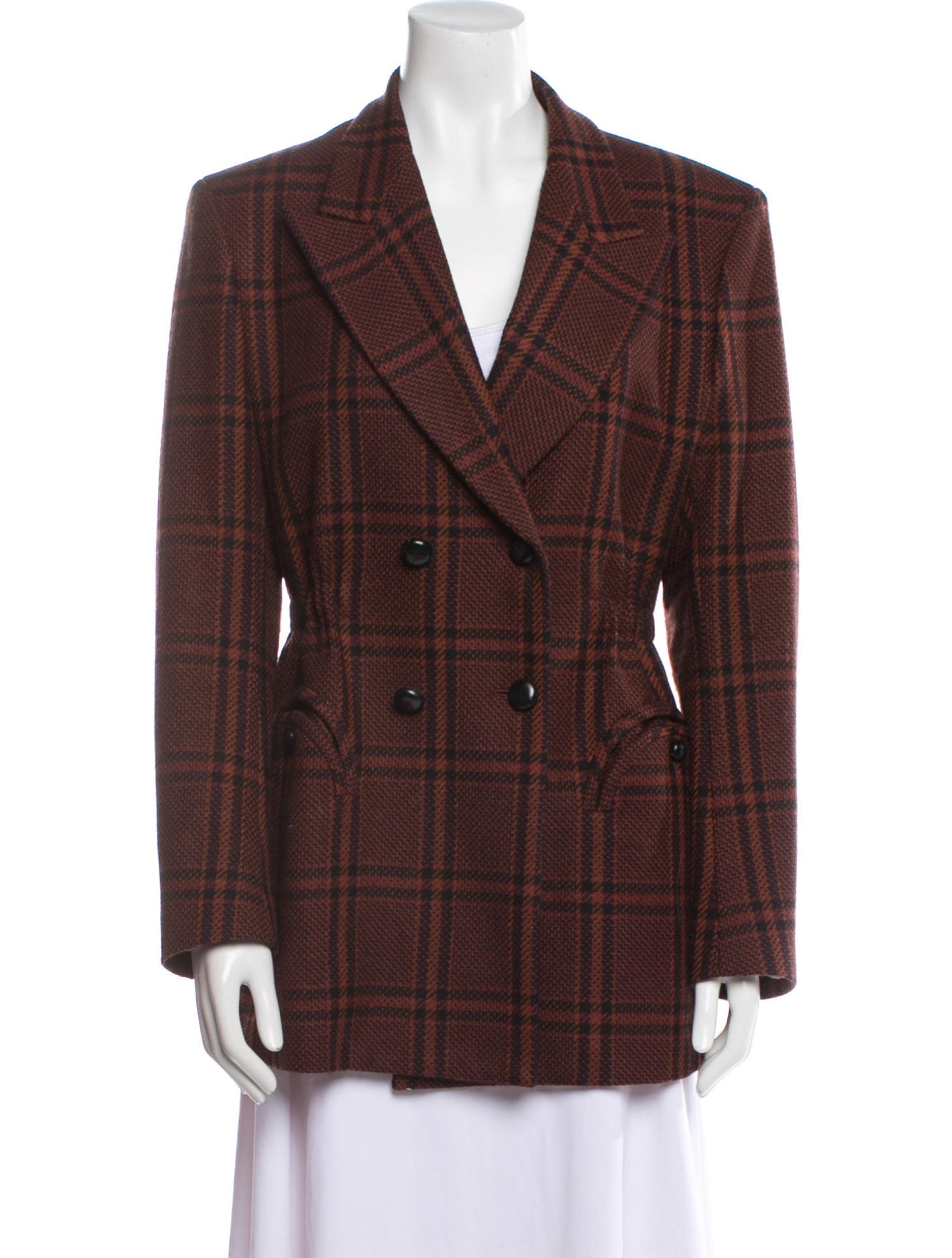 Blazé Milano Virgin Wool Plaid Print Blazer