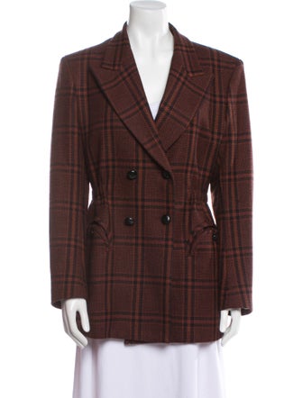 Blazé Milano Virgin Wool Plaid Print Blazer