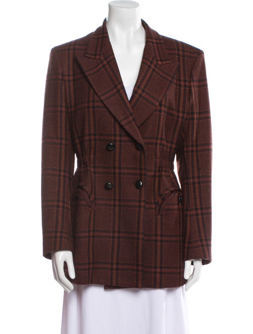 Blazé Milano Virgin Wool Plaid Print Blazer