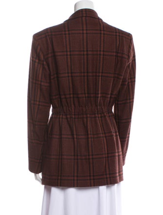Blazé Milano Virgin Wool Plaid Print Blazer