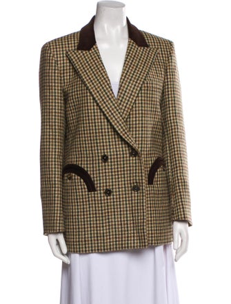 Blazé Milano Wool Plaid Print Blazer