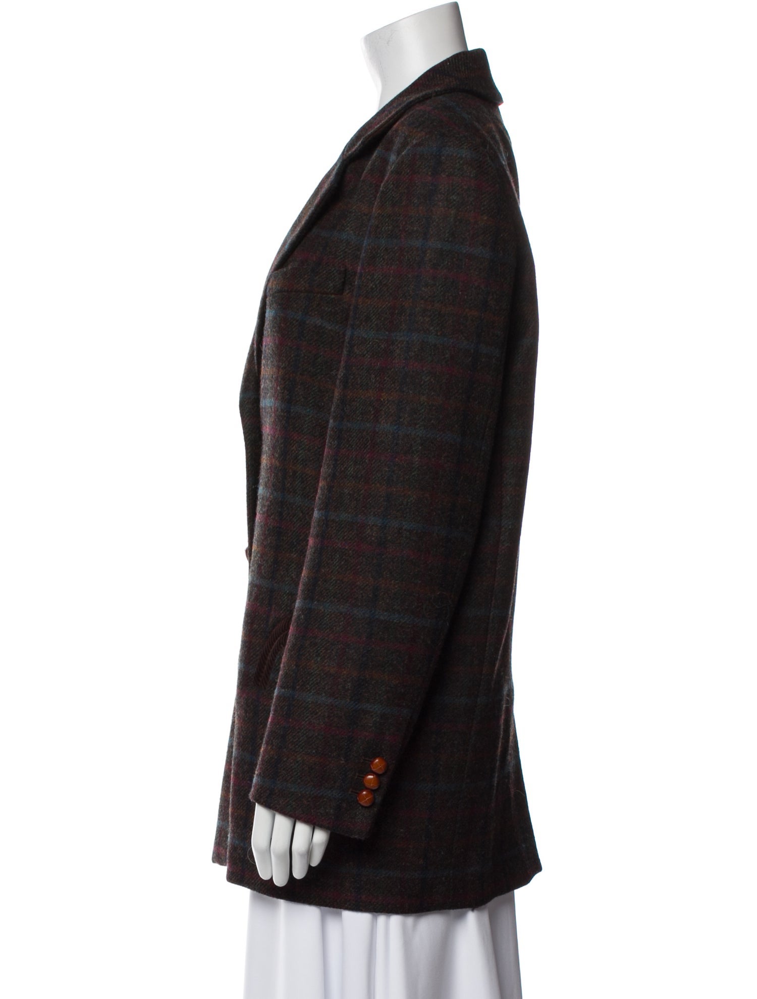 Blazé Milano Wool Plaid Print Blazer