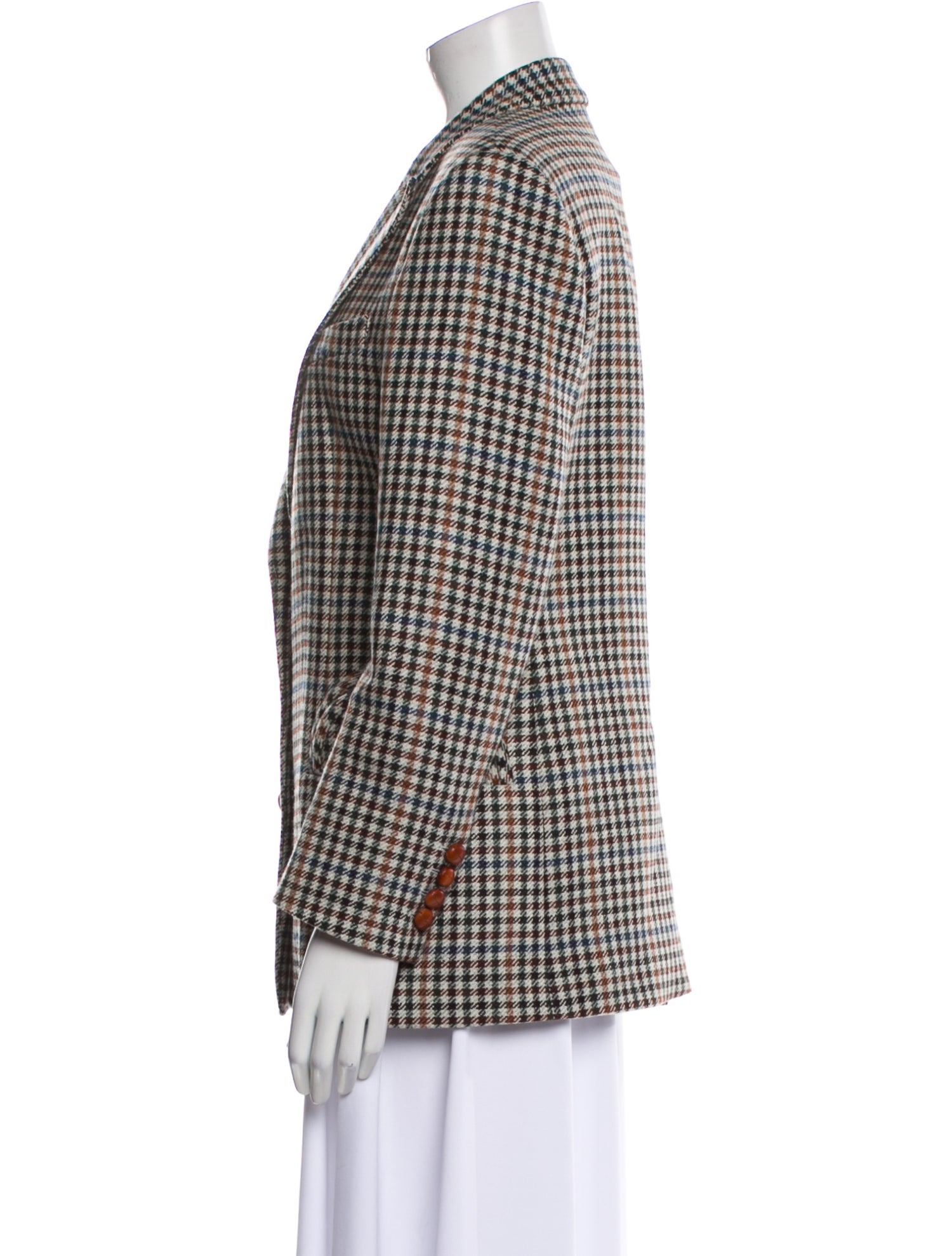 Blazé Milano Virgin Wool Plaid Print Blazer