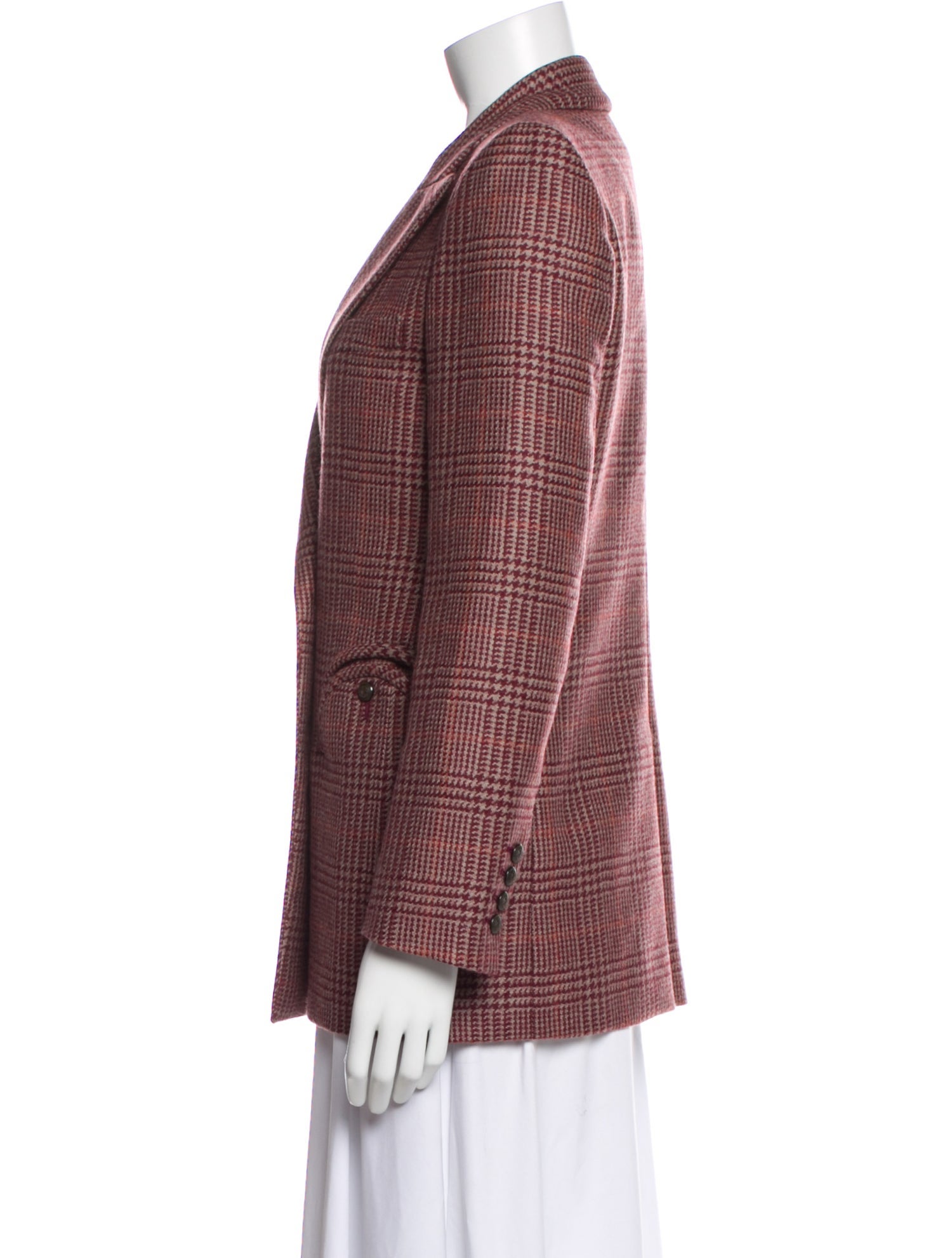 Blazé Milano Virgin Wool Plaid Print Blazer