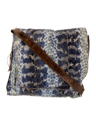 B.May Embossed Leather Messenger Bag