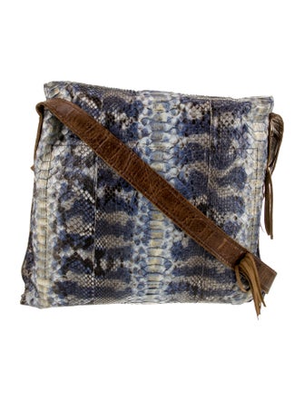 B.May Embossed Leather Messenger Bag