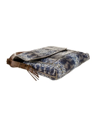 B.May Embossed Leather Messenger Bag