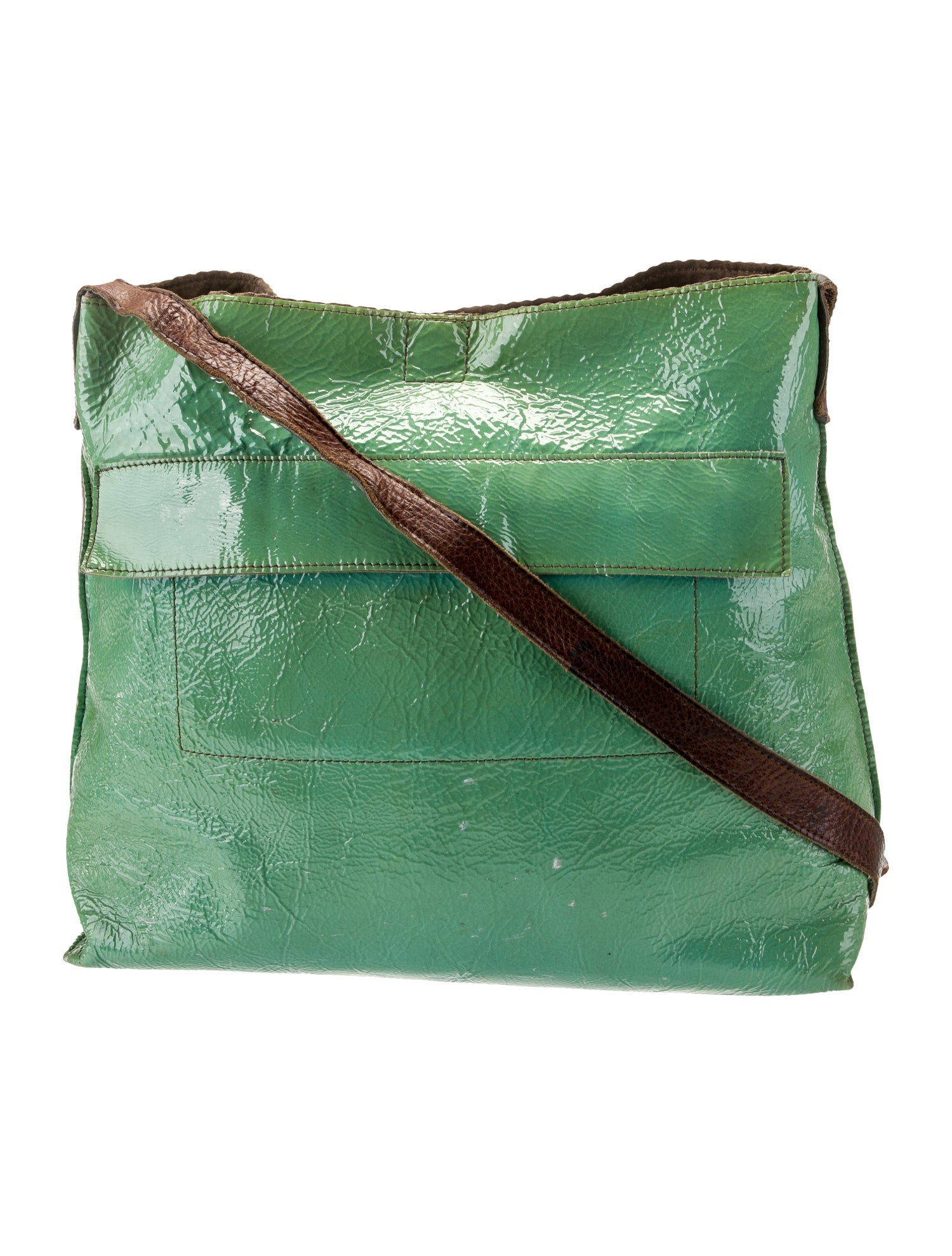 B.May Patent Leather Messenger Bag