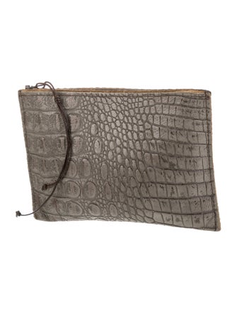 B.May Embossed Leather Clutch